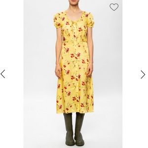 R13 Yellow Floral Print Silk Dress Size Large